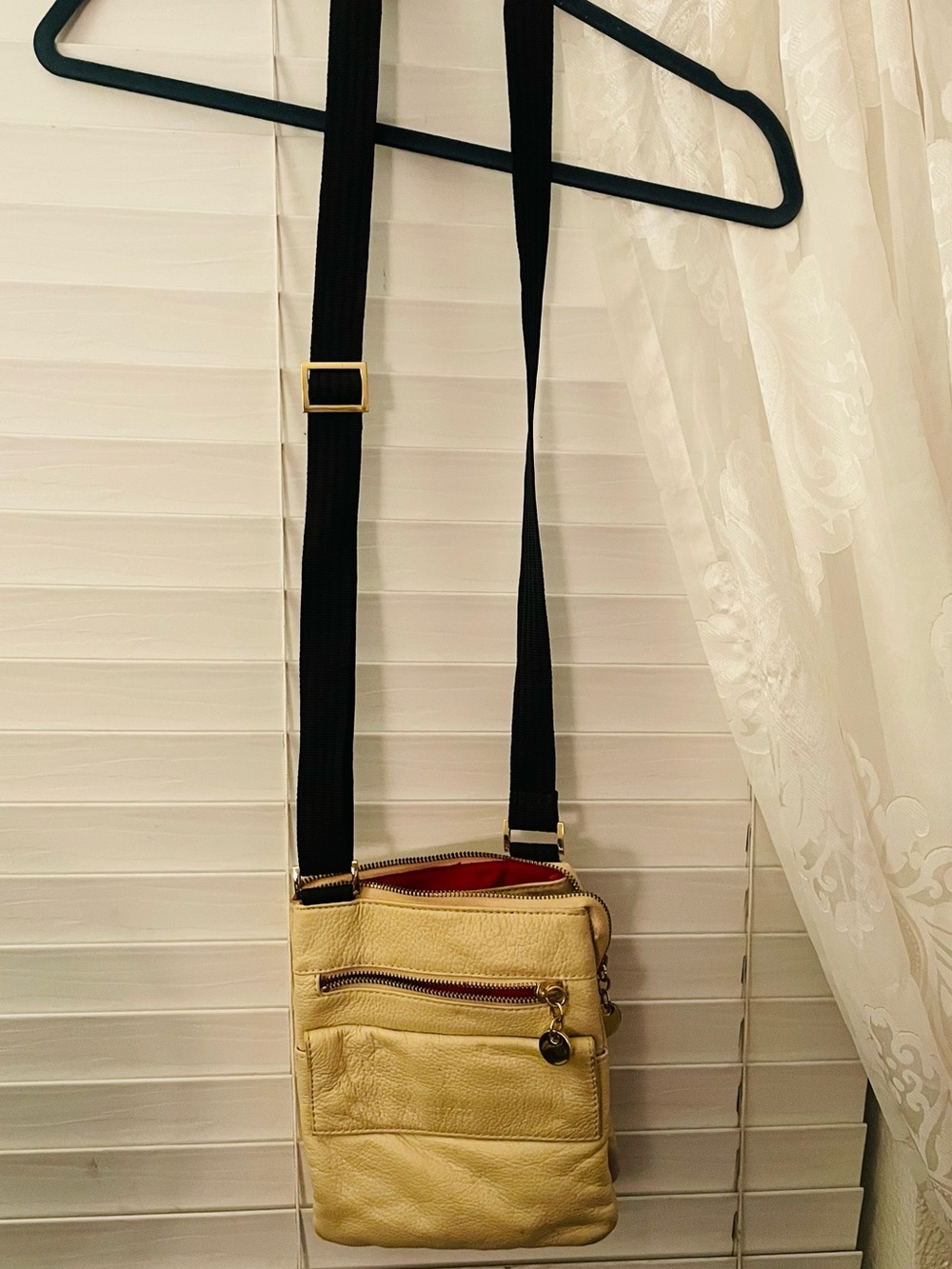 Compact Crossbody Bag in Cream with Adjustable Strap